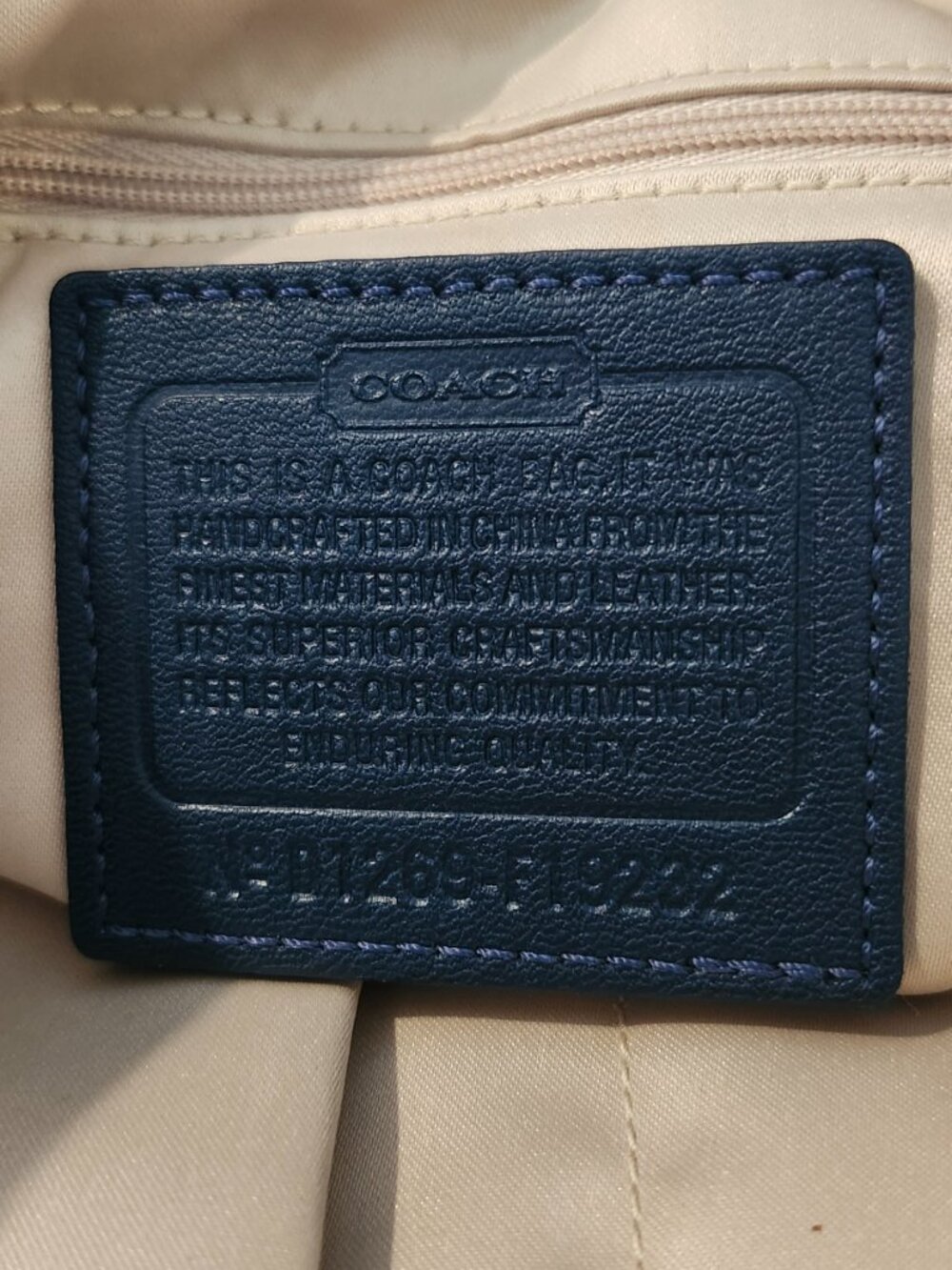 Coach Signature Stripe Tote • Blue Leather Trim • Beige/Blue Canvas • EUC - Picture 9 of 14